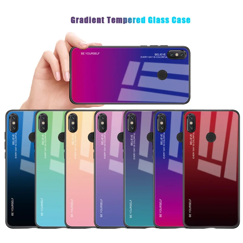 Градиентный стеклянный чехол для Xiaomi Pocophone F1 мягкий из ТПУ Redmi 5 Plus 6A 5A 6 Note 7 4X Pro S2