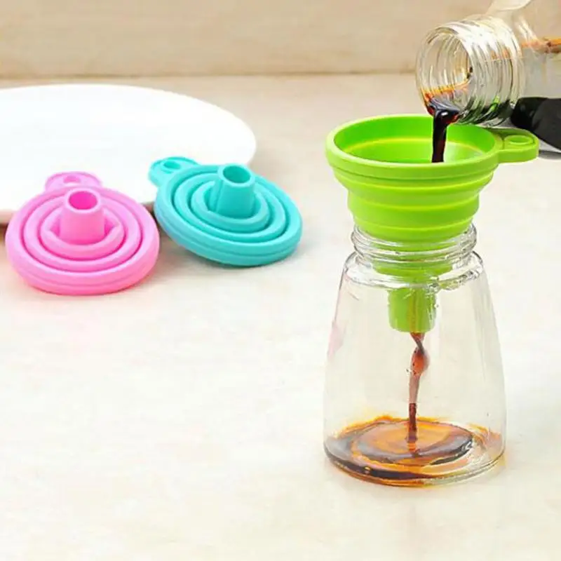 

NEW Kitchen Home Silicone Mini folding telescopic long neck funnel creative liquid dispensing funnel Kitchen Tool DROP SHIPPING