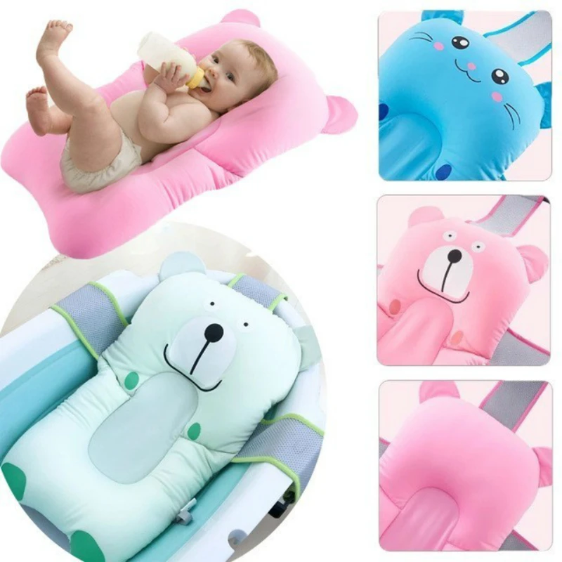 

Lovely Newborn Baby Bath Tub Foldable Cartoon Seat Bathtub Pad Shower Bed Support Anti-skid Cushion Mat Baby Care Bebe