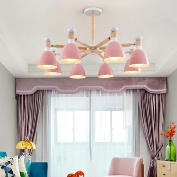 

Kaguyahime Europe chandelier Hanging Light With Iron Nordic Lampshade Light Fixtures Lustre Decor For Living Room E27 Holder