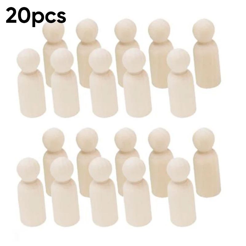 

10x Lot Natural Unfinished Wooden Peg Doll Bodies People Shapes Art Craft Tool