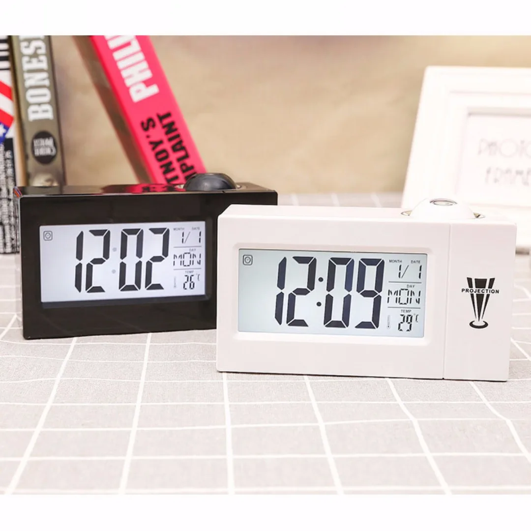 

New LCD Digital Snooze Voice Talking Projection Wall Backlight Alarm Clock Bell