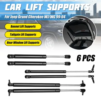 

6pcs Bonnet+Tailgate+Rear Window Lift Supports Fit for Jeep Grand Cherokee WJ/WG 1999-2004 New Shocks Struts Spring Damper