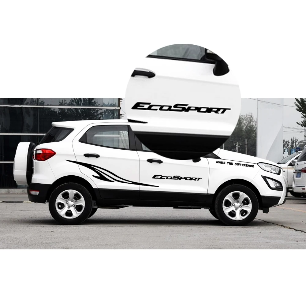 Наклейка с логотипом автомобиля для Ford EcoSport боковая наклейка на кузов автомобиля для хэтчбек седан внедорожник наклейки DIY украшения автомобильные аксессуары 180 см