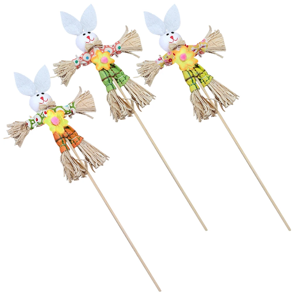 3Pcs Easter Party Ornament Rabbit Harvest Scarecrow on Stake Party Supply Kid Room Rabbit Scarecrow 3Pcs Easter Party Ornament Rabbit Harvest Scarecrow on Stake Party Supply Kid Room Rabbit Scarecrow