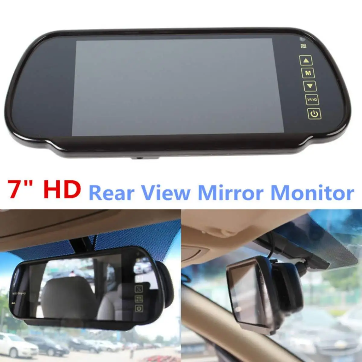 

Universal 7" LCD TFT Color Screen Car Reverse Rear View DVD Mirror Monitor Connect To Backup Camera DC12-24V