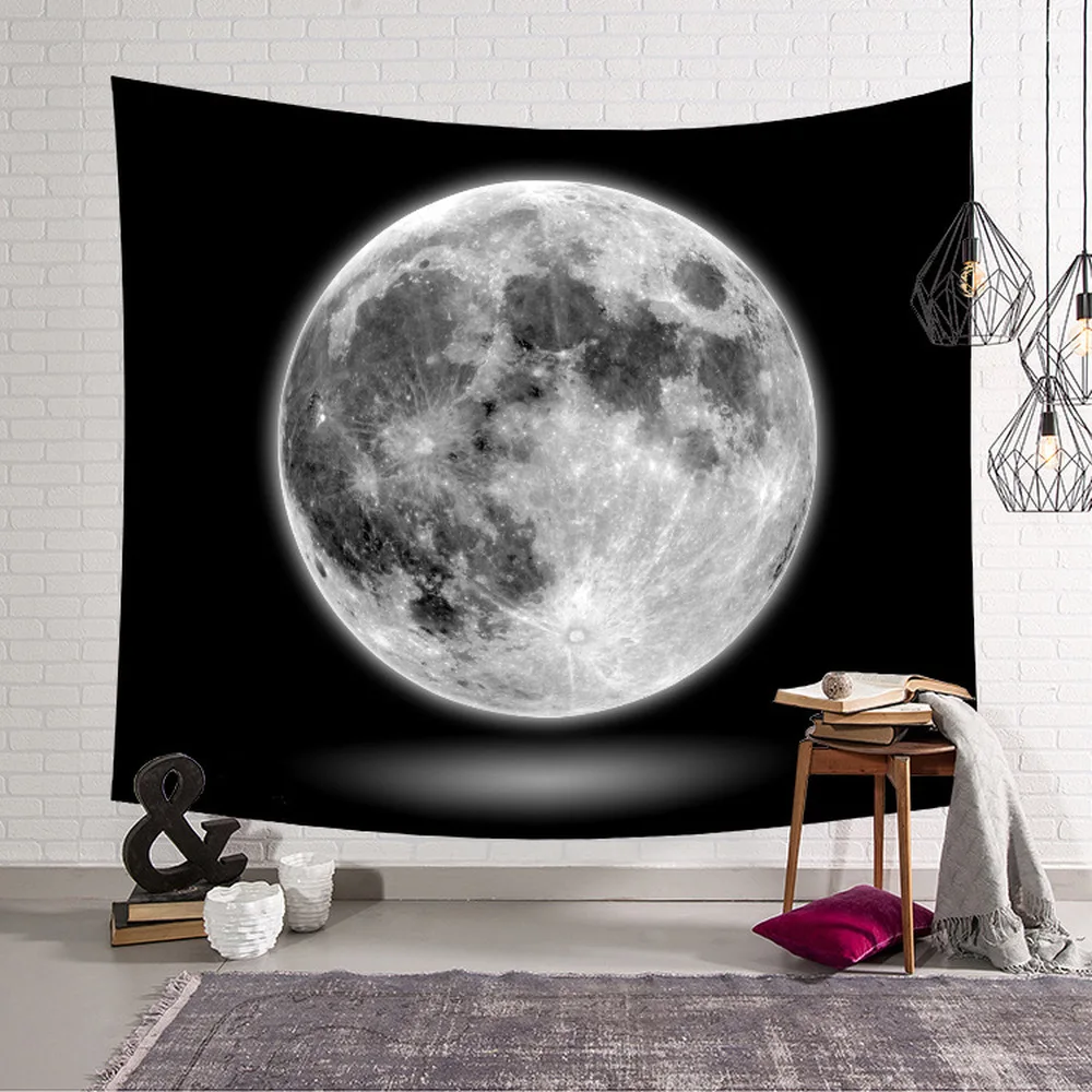 

Space Moon Print Wall Tapestry Wall Hanging Starry Sky Living Room Polyester Pattern Decorative Bedspread Wall Blanket