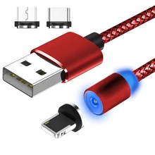 Магнитный кабель для быстрой зарядки Micro usb type-C, 3 в 1, для iPhone, samsung, Xiaomi, USB-C, телефона, магнитный пылезащитный шнур, зарядное устройство, 1 м, 2 м