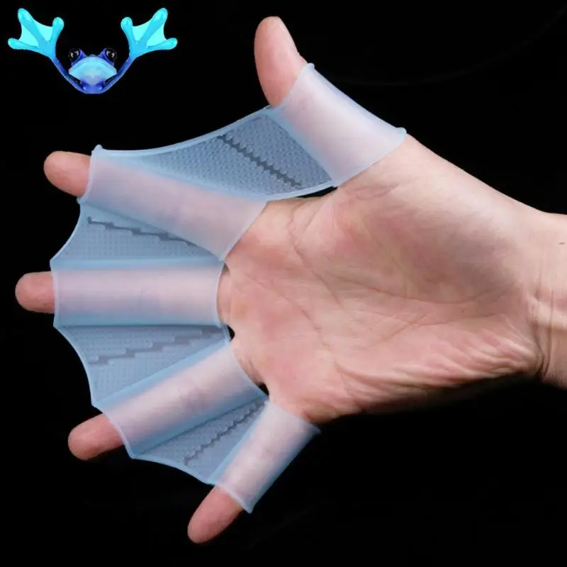 2pcs Silicone Hand Swimming Fins Flippers Swim Palm Finger bed