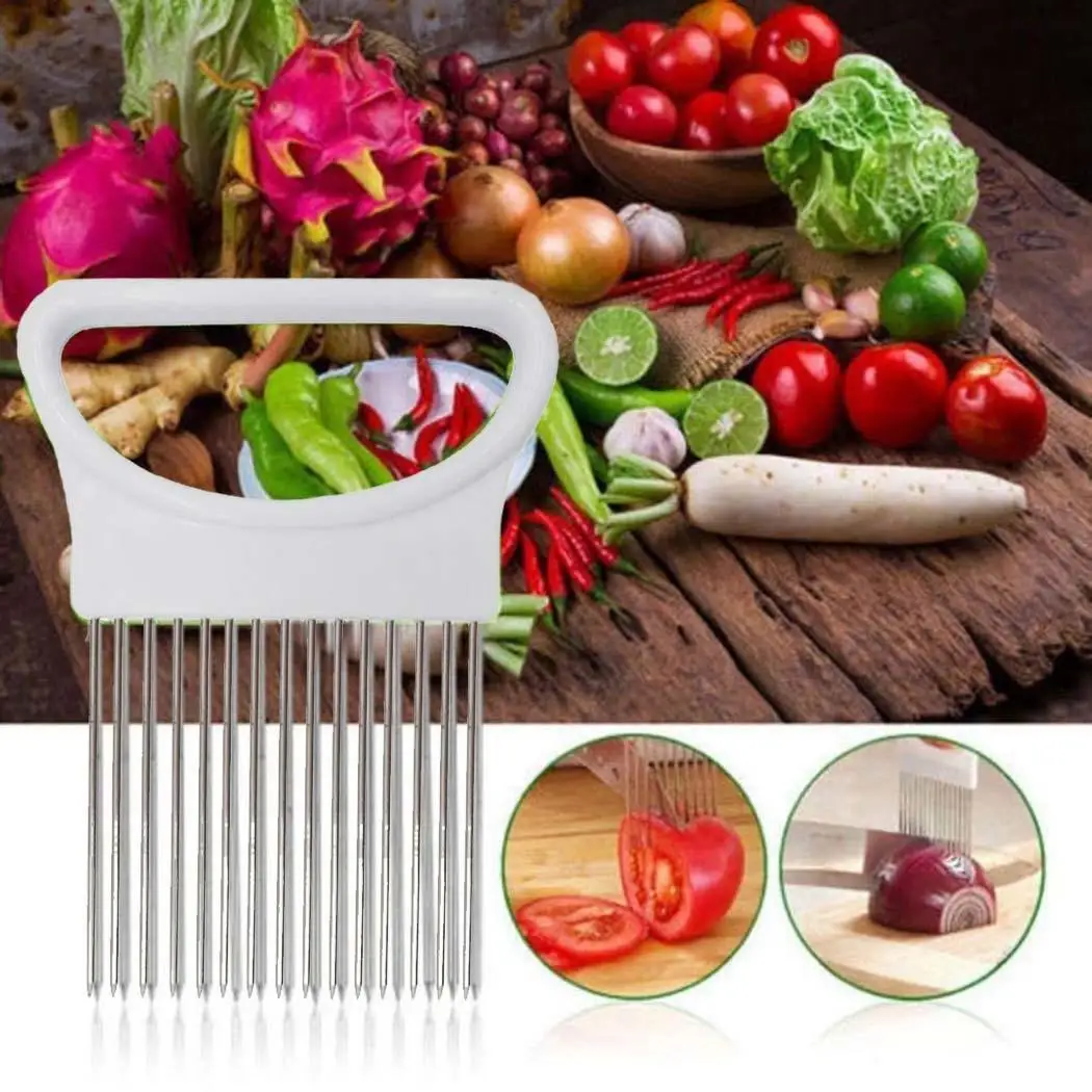 Kitchen Vegetable Cutter Gadget Onion Tomato Holder Daily Useful Cooking Tools White | Дом и сад