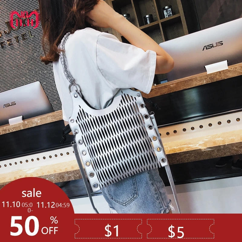 

Bags for Women 2018 Crossbody Bags New Design Shoulder Bags Hollow Out Leather Ladies Hand Bag Silver Sac a Main Bolsa Feminina