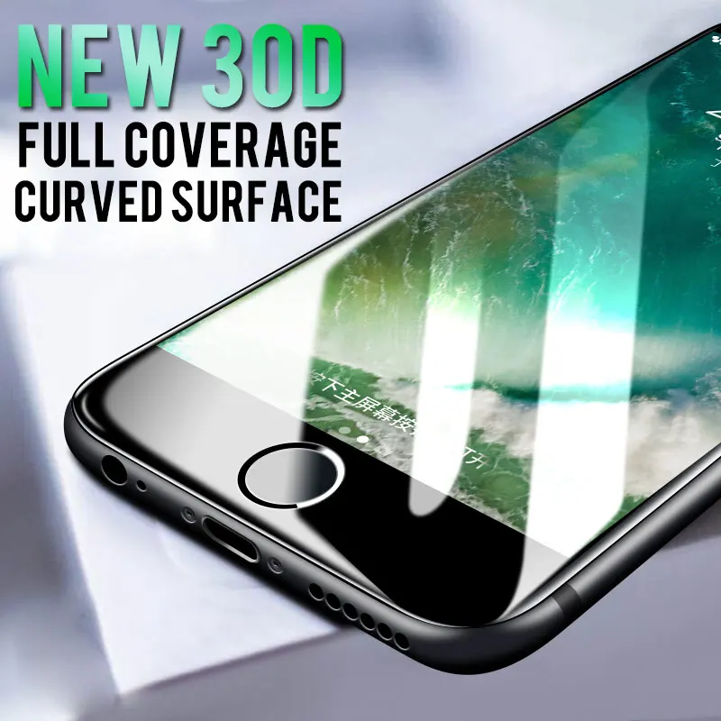 30D защитное стекло с изогнутыми краями для iPhone 6 6S 7 8 Plus закаленное X XS Max XR