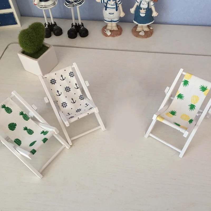 Mini Beach Chair Pattern Fold Wooden Chair Craft Decor Party Gift Furniture Dollhouse Accessories Mini Beach Chair Pattern Fold Wooden Chair Craft Decor Party Gift Furniture Dollhouse Accessories