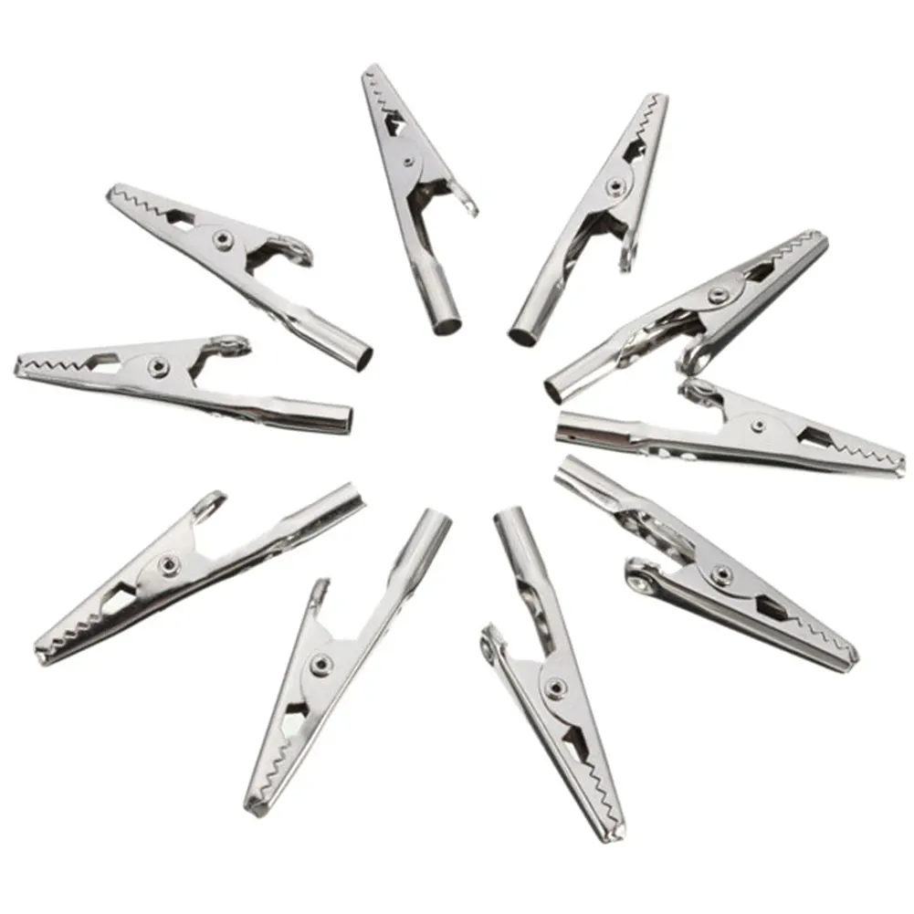 

DAVEVY 10pcs Alligator Clip Terminal Crocodile Clamp Test Electrical Battery Silver