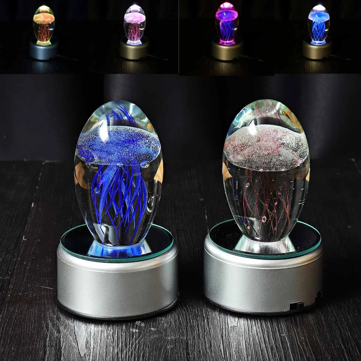 Glass Jellyfish Paperweight Crystal Ball Feng Shui Crafts Multicolored