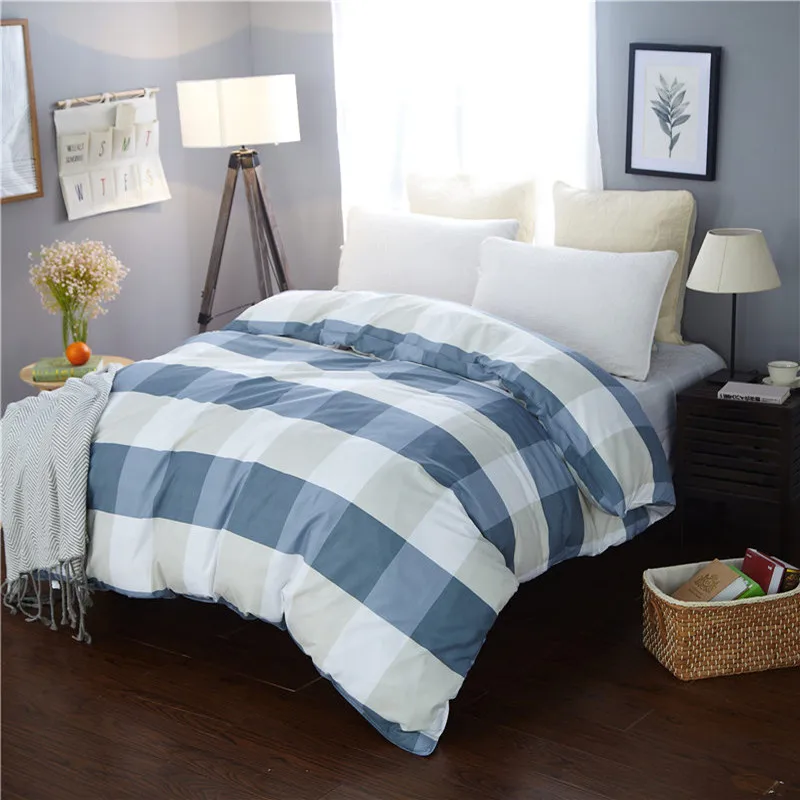 

New Design 2018 1Pcs Duvet Cover Plaid Stripes Quilt Cover Skin Care Cotton Bedclothes 150x200cm/180x220cm/200x230cm Size