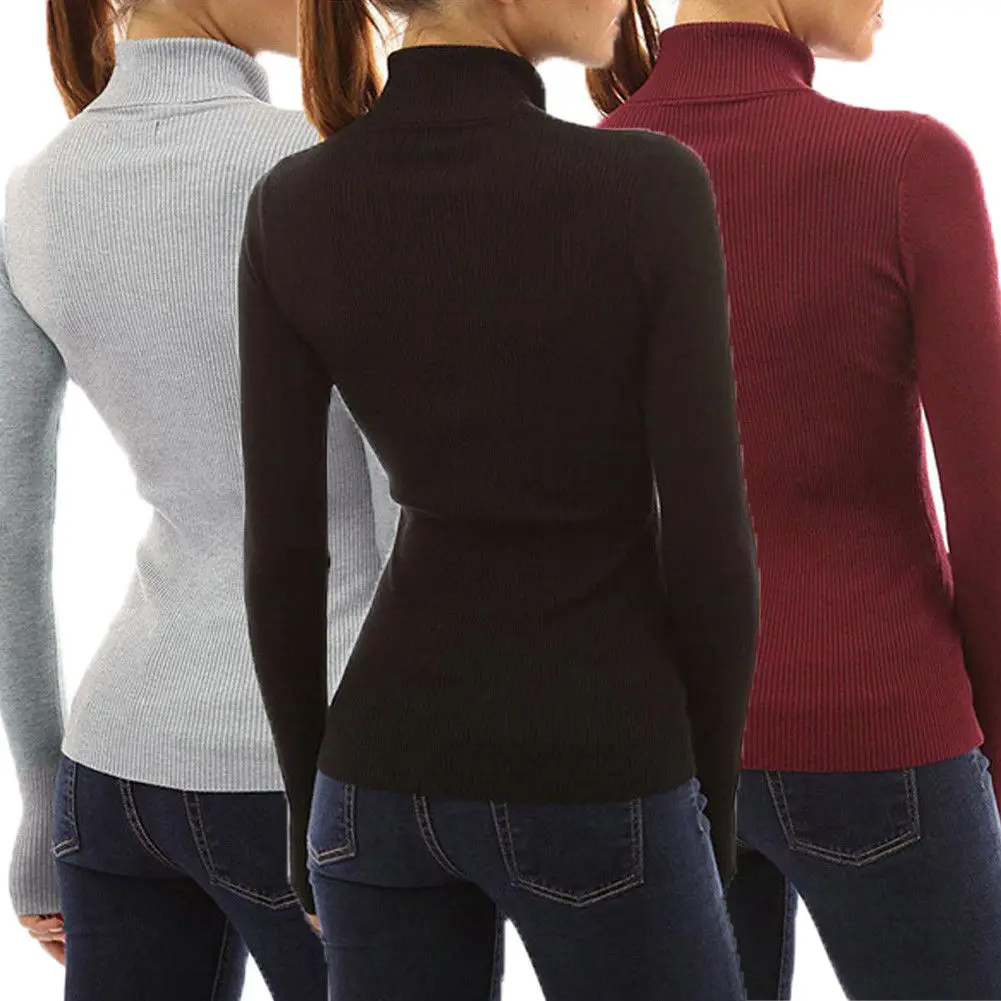 Women Knitted Slim Sweater Ladies Long Sleeve Casual Loose Turtleneck Outwear Button Pullovers foe Autumn and Spring | Женская одежда