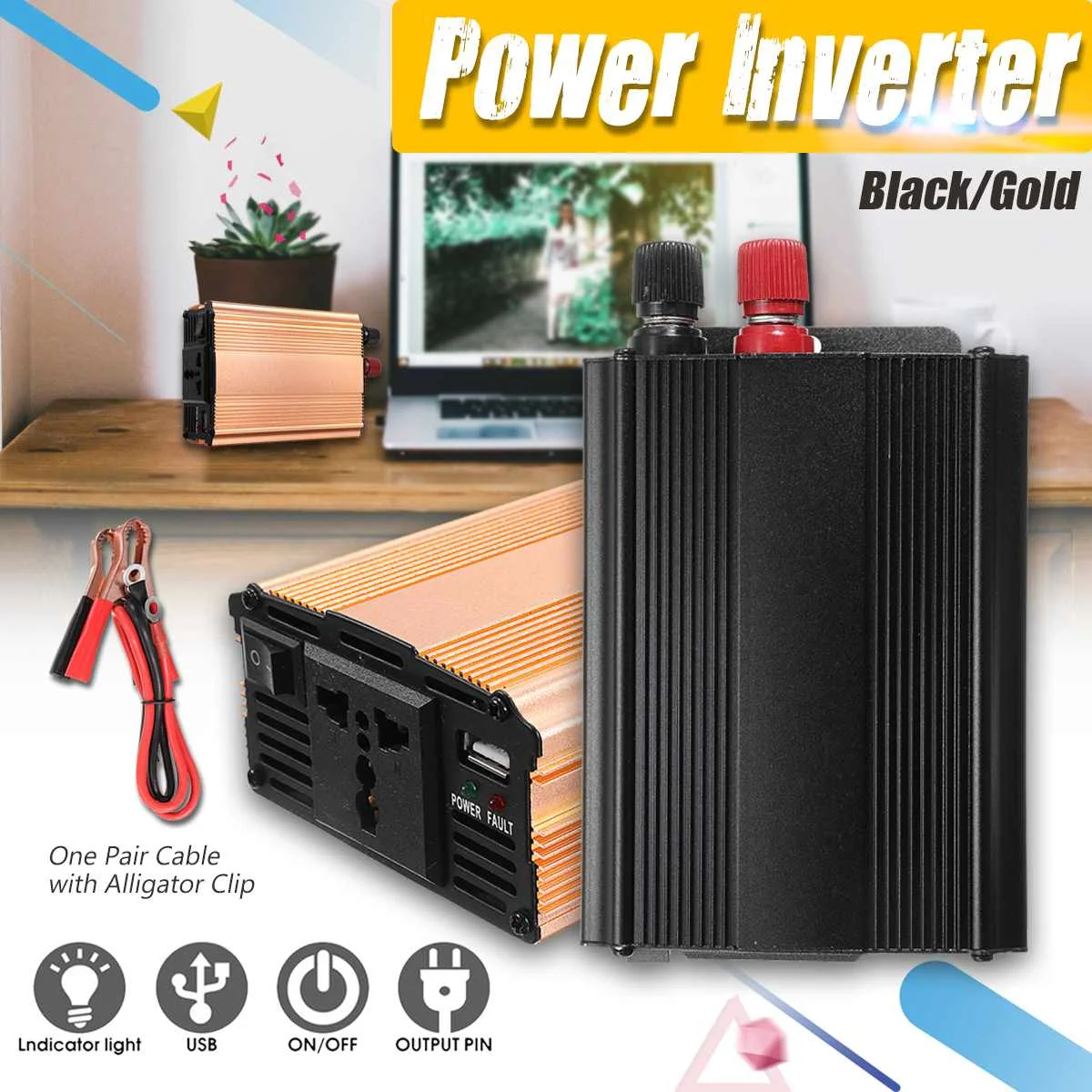 

Solar Power Inverter 3000W P.eak 24V DC To 220V AC Modified Sine Wave Converter
