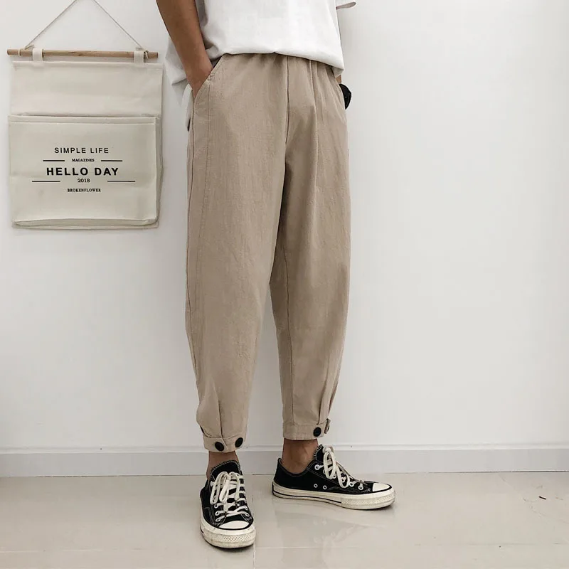 

2019 Summer Men's Cotton Printing Casual Pants Leisure Male Trousers Active Elastic Harem Hip Hop Black Joggers Sweatpants man