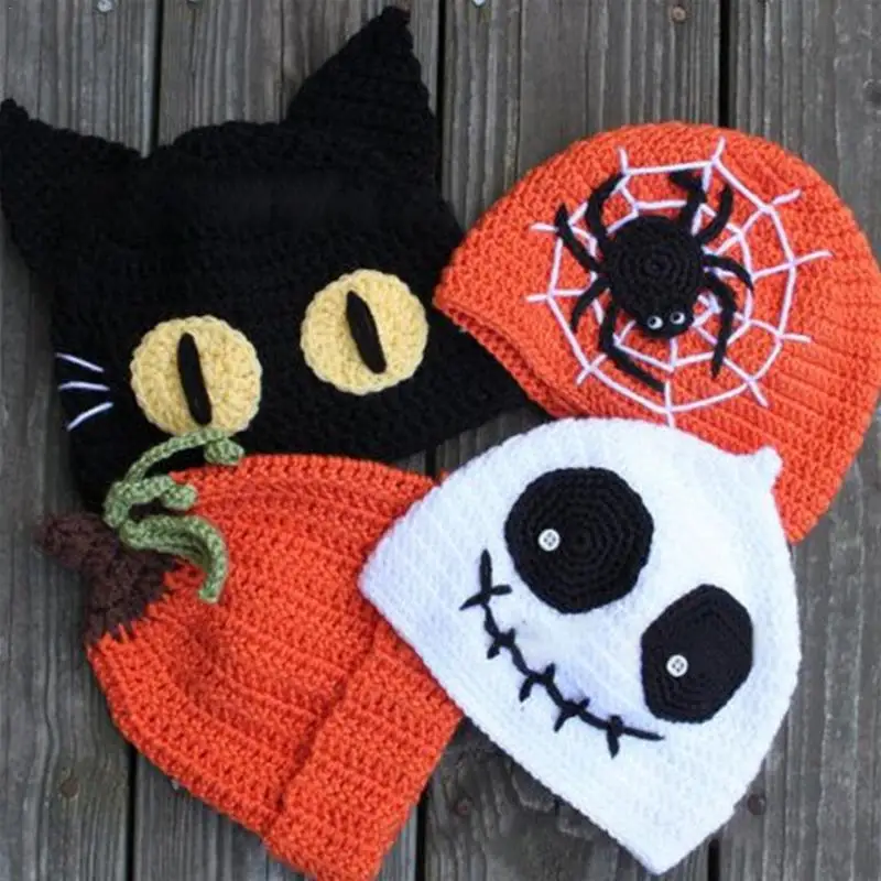 

Cute Newborn Baby Cartoon Pumpkin Cap Knit Hat Halloween Costume Photography Prop Innovative Kids Girl Boy Hats