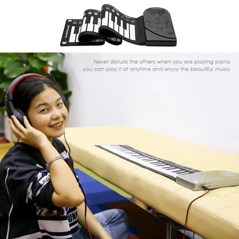 Portable Flexible Roll Up Electronic Piano 49/61/88Keys USB Rechargeable Digital Keyboard