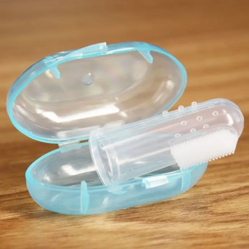 Kids Baby Finger Toothbrush Silicon Toothbrush+Box Toddler Infant Teeth Clear Soft Silicone Finger Tooth brush Teeth Rubber