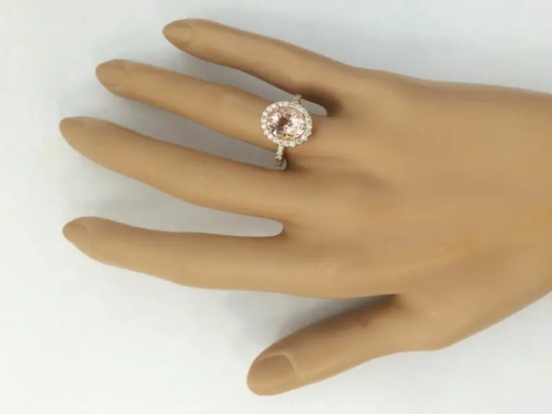 Модное женское покрытое розовым овальным кольцом обручальное морганитное ювелирное изделие Новинка Sz 6-10