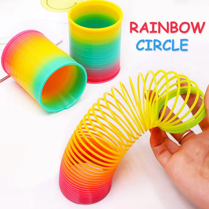 

Plastic Spring Coil Magic Rainbow Circle Folding Spring Ring Magic Toy Children Party Kids Toys