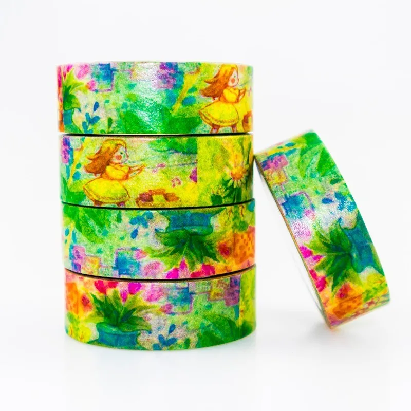 

Japanese color landscape Washi masking tape sticky color decorative tape set DIY decoration office stationery scrapbook 1PCS