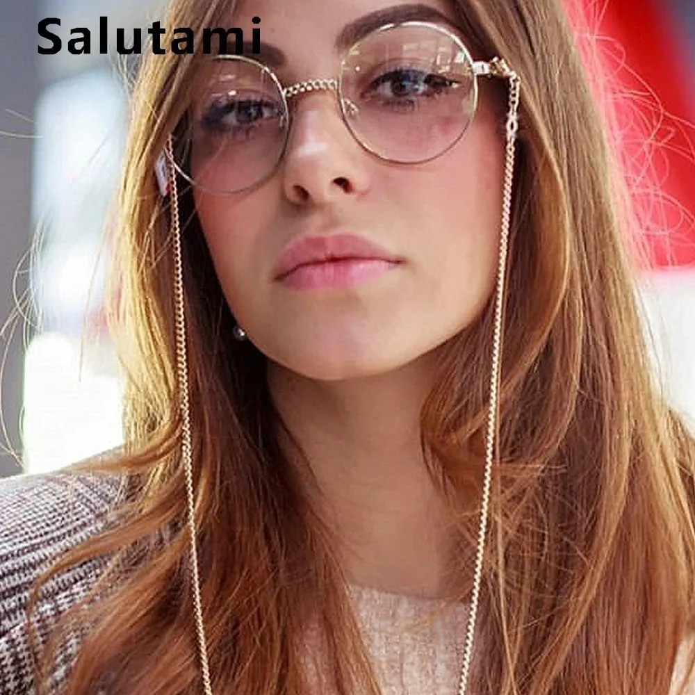 Оправа с цепочкой из сплава, солнцезащитные очки для женщин, металлические полые прозрачные линзы, круглые очки, женские сексуальные солнцезащитные очки, оправа для мужчин