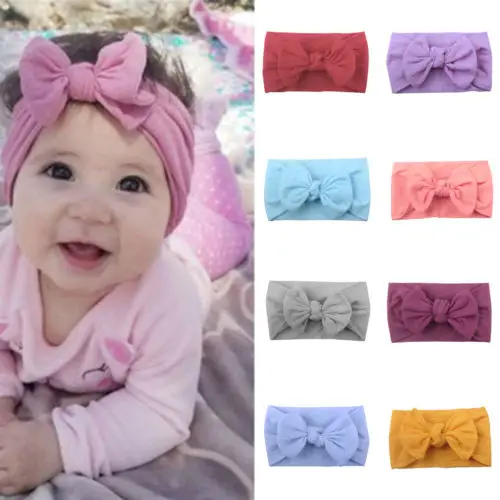 

Cute Girl Baby Bow Headwear Solid Hairbands Princess Accessories Headwear Head Wrap Soft Pretty Hairband Infant Headband