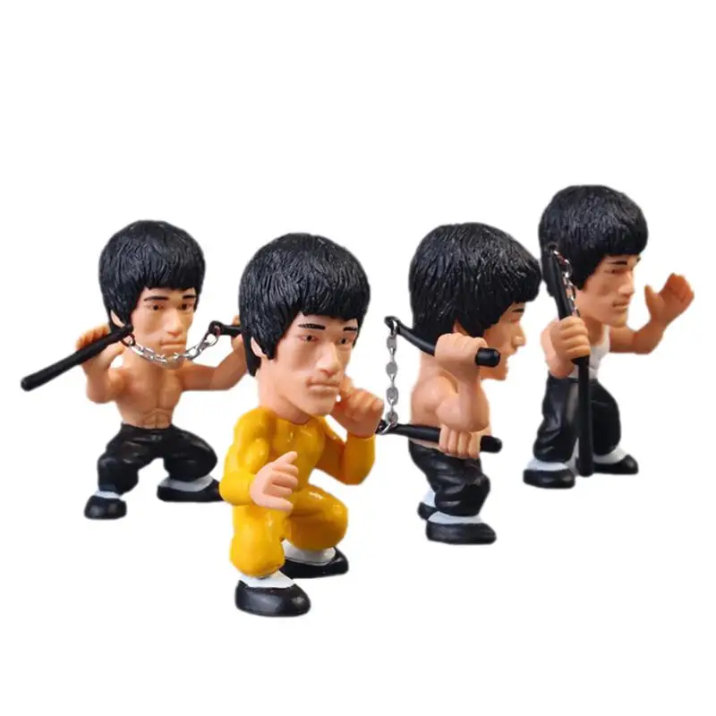 

4pcs/set Bruce Lee Kung Fu PVC Model Mini Action Figures Toys Car Ornaments