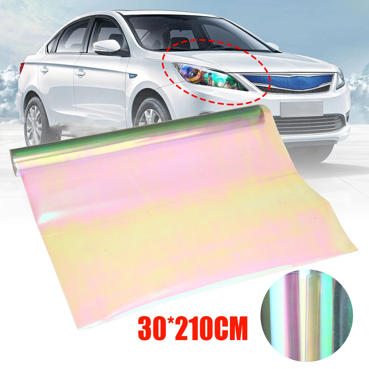 210x30cm Chameleon Clear Auto Headlight Vinyl Tint Film Wrap Sheet