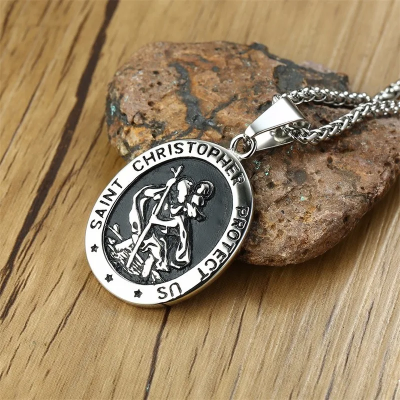 Men Stainless Steel Oval Saint 
