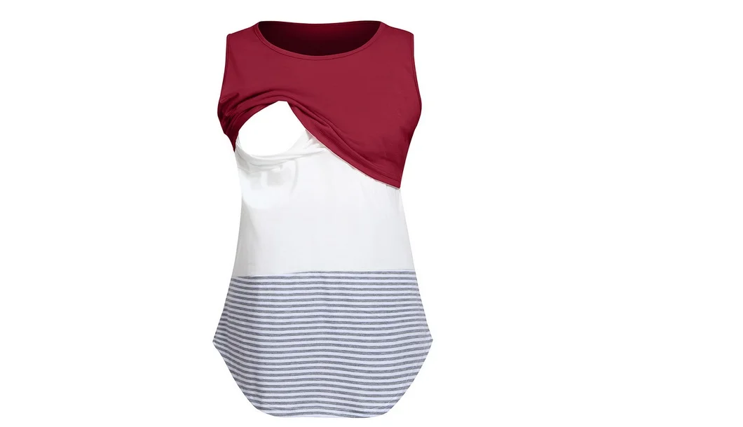2019 Women Pregnancy Clothes Maternity Clothing Breastfeeding Tee Nursing Tops Striped SleevelessT-shirt