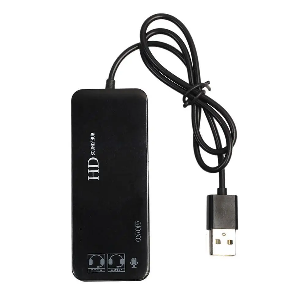 

HOT-3 Port Usb 2.0 Hub External 7.1Ch Sound Card Headset Microphone Adapter For Pc