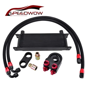 

SPEEDWOW Engine 13 ROW Racing Oil Cooler+AN10 Swivel Fuel Hose Fitting Kit+Oil Filter Cooler Sandwich Adapter+Divider Clamp Set