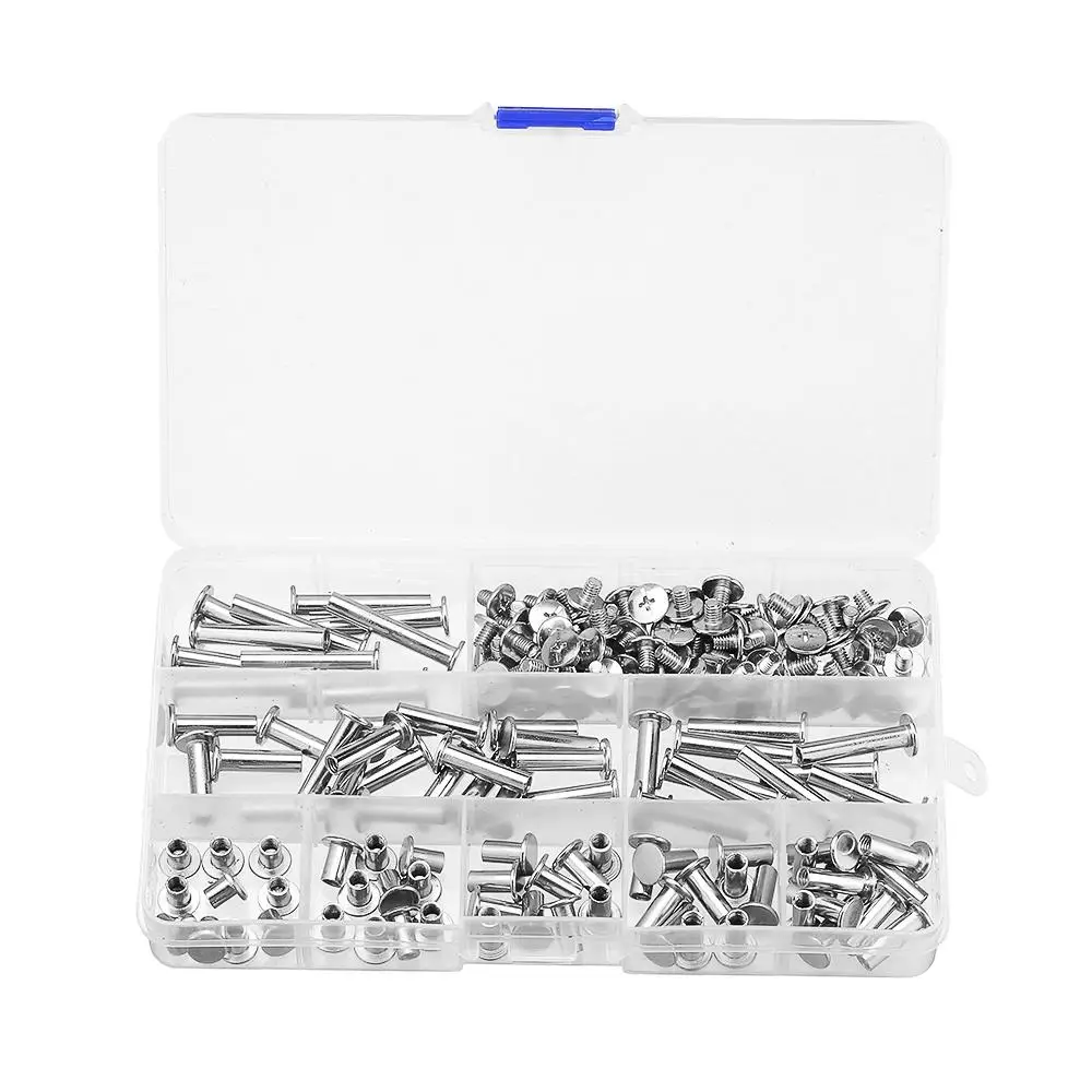

90 Sets M5 6-30mm Nickel Plating Phillips Chicago Binding Posts Stud Screws Rivet Button Bookbinding