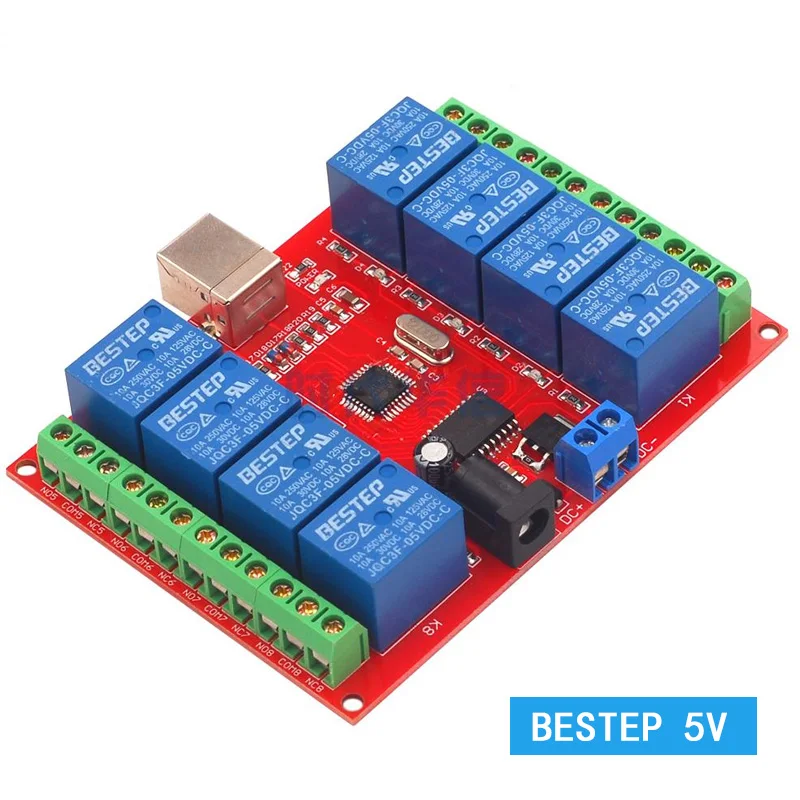 

Computer Control Relay 8 channel 5v12v24v Avoid Drive Intelligence PLC Control Panel Switch USB Relay Modular