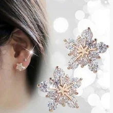 Новые золотые модные серьги-гвоздики со стразами и розовыми золотыми звездами Горячая Рождественская Снежинка классические серьги-гвоздики со стразами
