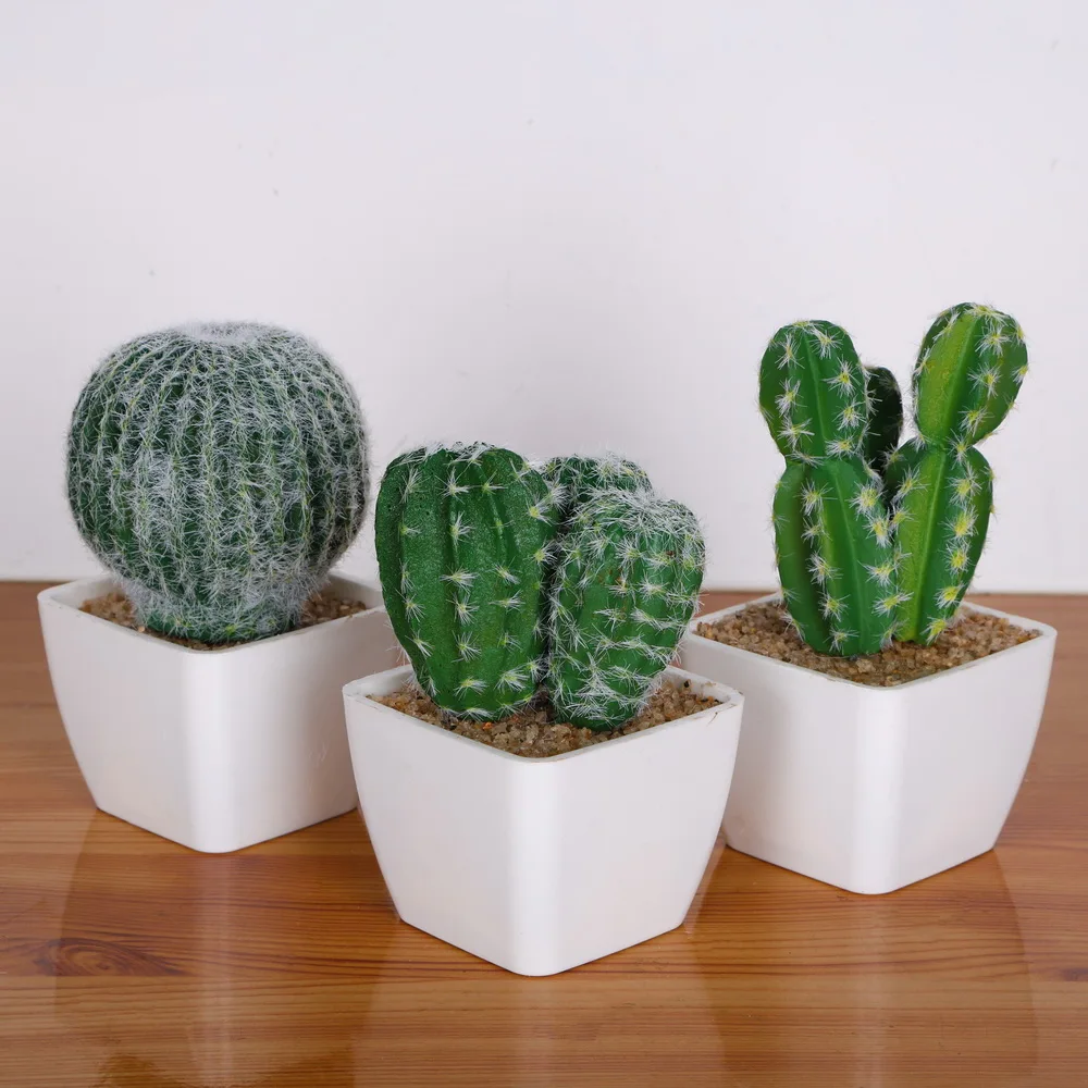 Fake Floral Succulent Cactus Bonsai Mini Potted Artificial ...