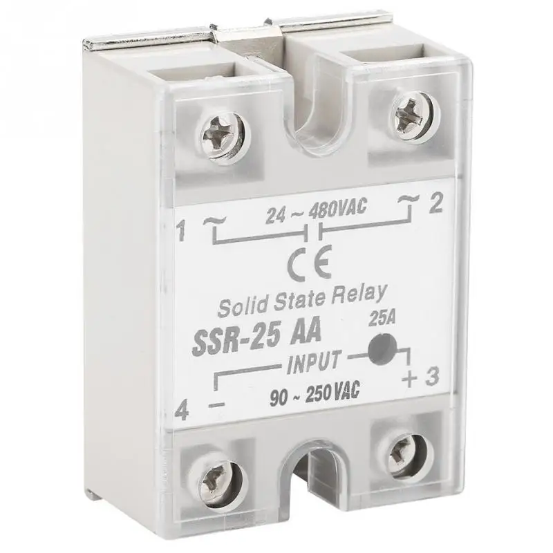 SSR 25 AA 25A твердотельный релейный модуль AC вход 90 250 В выход 24 480 задержка релейная
