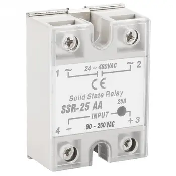 

Solid State Relay SSR -25AA 25A AC control AC SSR white shell Single phase Solid State Relay Input 90-250V AC Output 24-480V AC