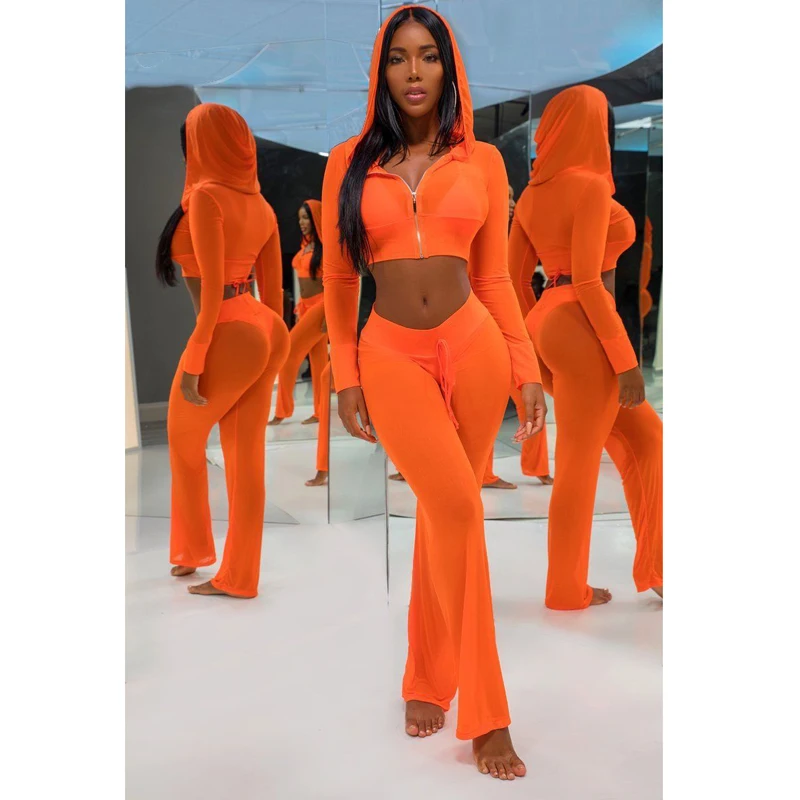 

Women Sexy See-through Beach Mesh Sheer Cover Up Transparent Long Flare Pant Ladies Solid Trousers
