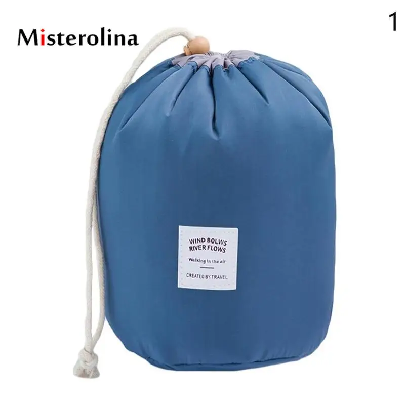 

Misterolina Round Toiletry Bag Drawstring Wash Bag Travel Makeup Cosmetic Bags Organizer Large Capacity Portable Makeup Storage