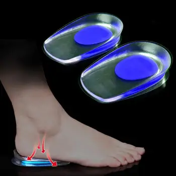 

1 Pair Soft Silicone Heel Pads Orthotic Insoles Support Cup Gel Shock Cushion Increased Plantar Foot Care Half-height Insole Pad