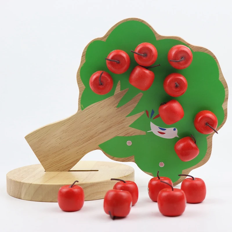 

Children's Wood Magnetism Apple Tree Baby Picking Apple Fruit Paste Kindergarten Mathematics Music Baby Toys Wooden Block Gift
