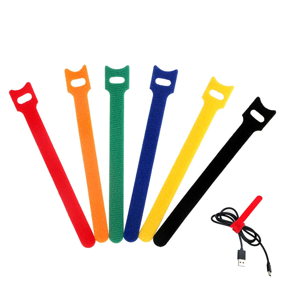 

10Pcs/Set Reusable Cable Ties Hook Loop Fastener 12*150mm With Eyelet Holes Nylon Back To Back Cable Tie Electrical Supplies