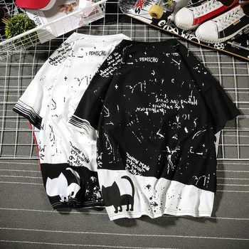 

2019 New Korean Version Of The Tide Male Harajuku Quality Street Men Loose Animal Graffiti Large Size Casual Cute T-Shirt