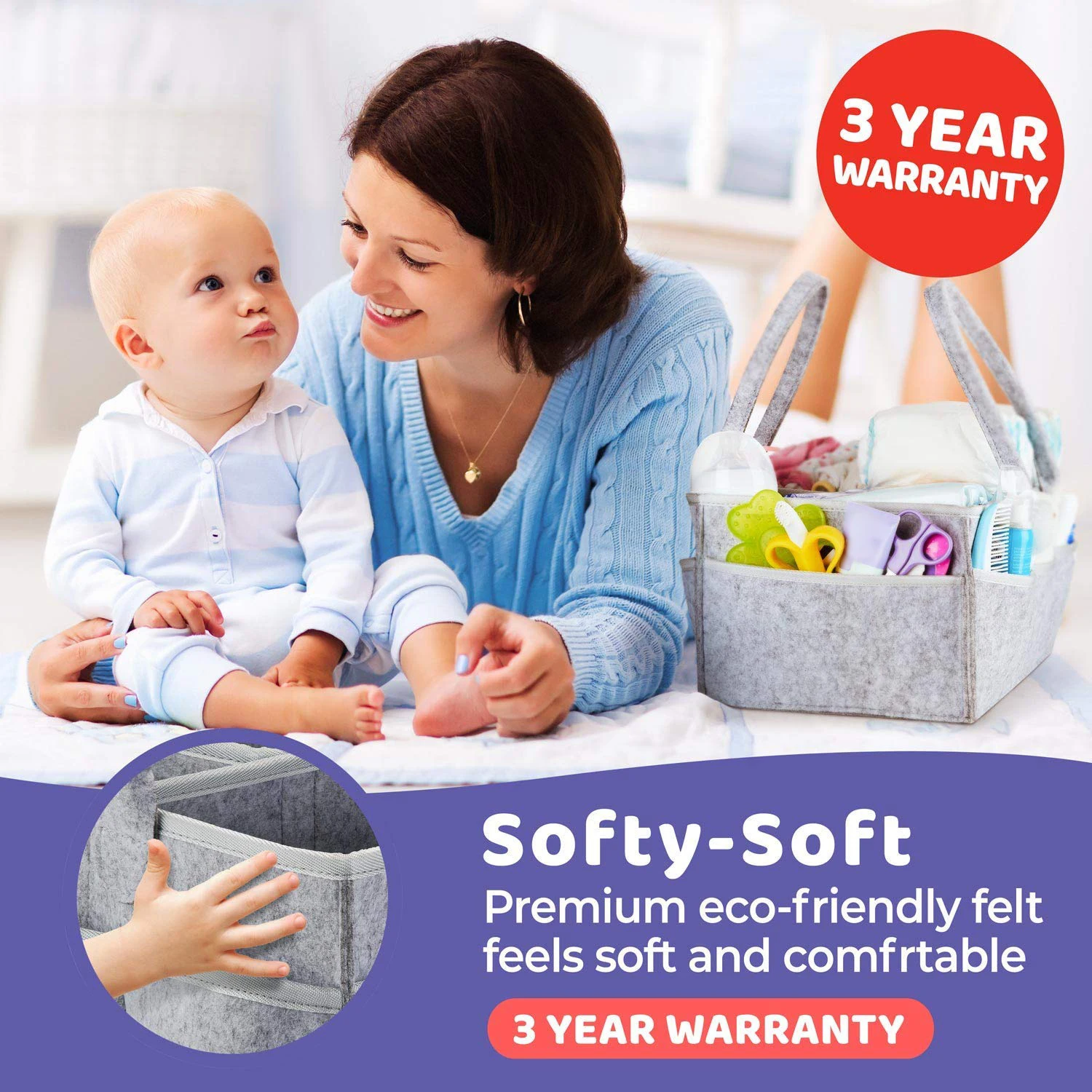  Baby Diaper Caddy Organizer Portable Holder Bag for Changing Table and Car Nursery Essentials Stora